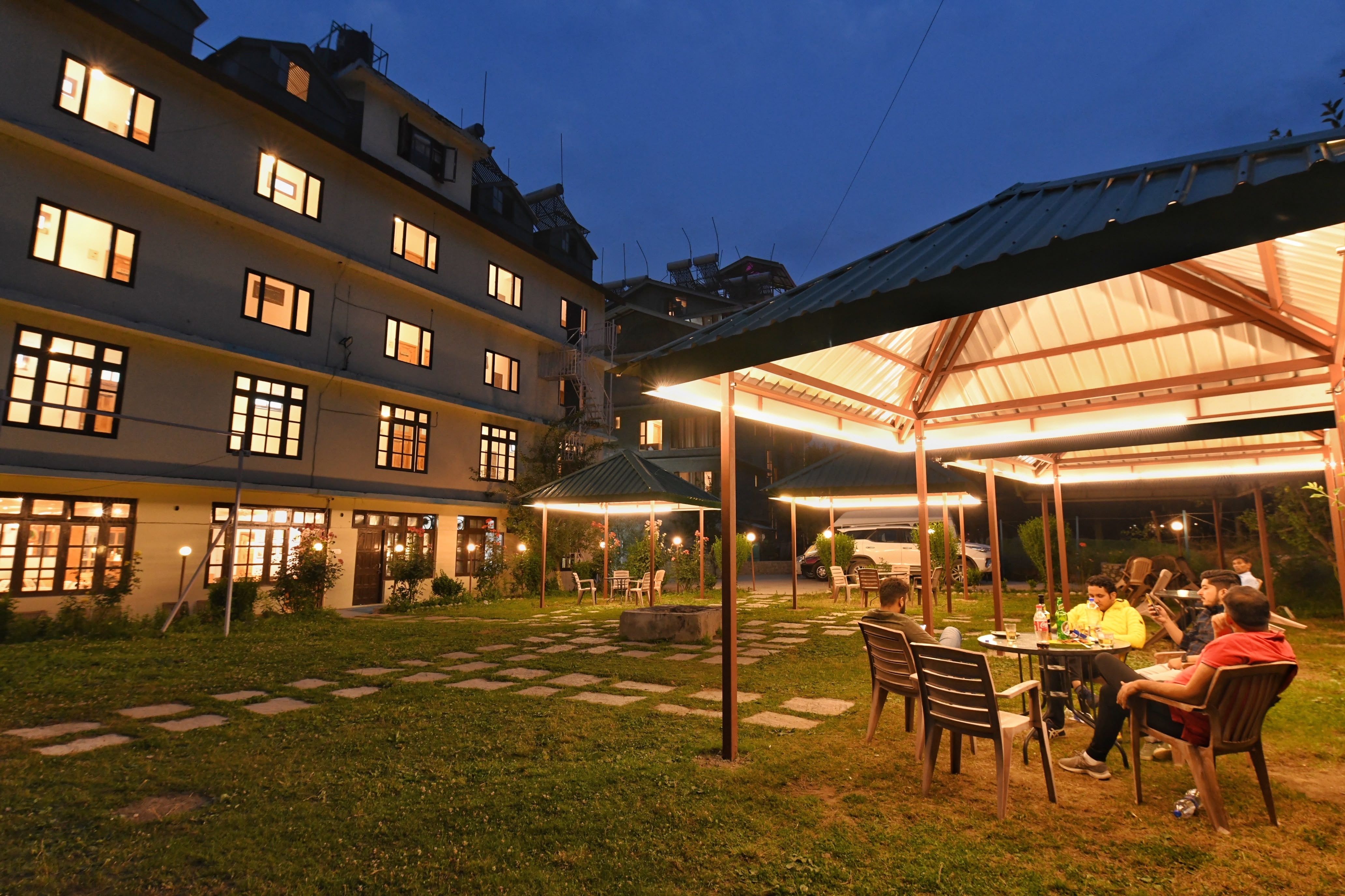 Night-time garden view